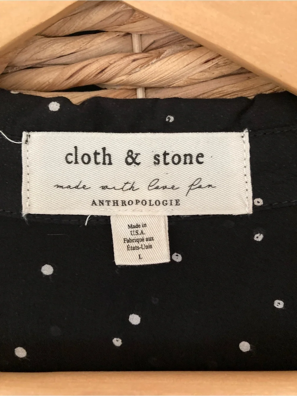 Cloth & Stone by Anthropologie Black Button-Up Shirt with White Dot Print - Picture 5 of 6